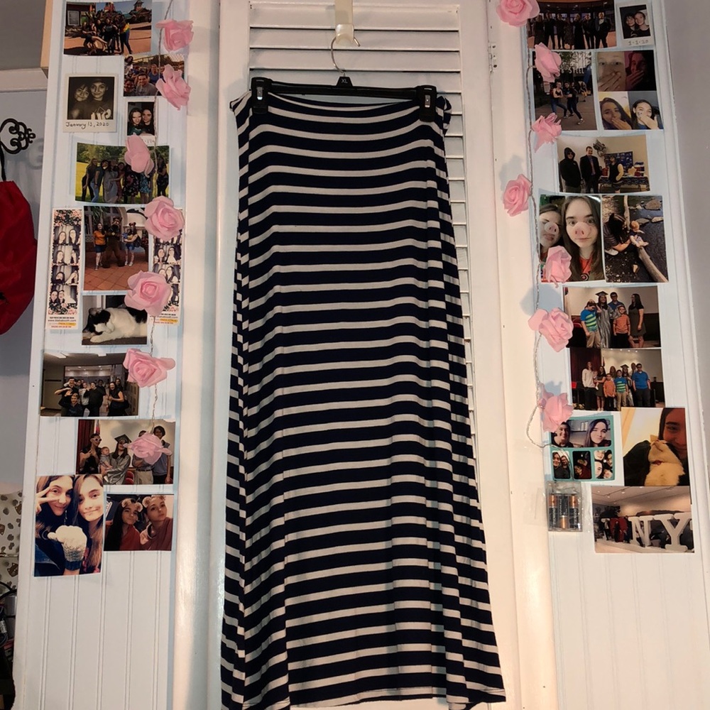 Blue Striped Maxi Skirt